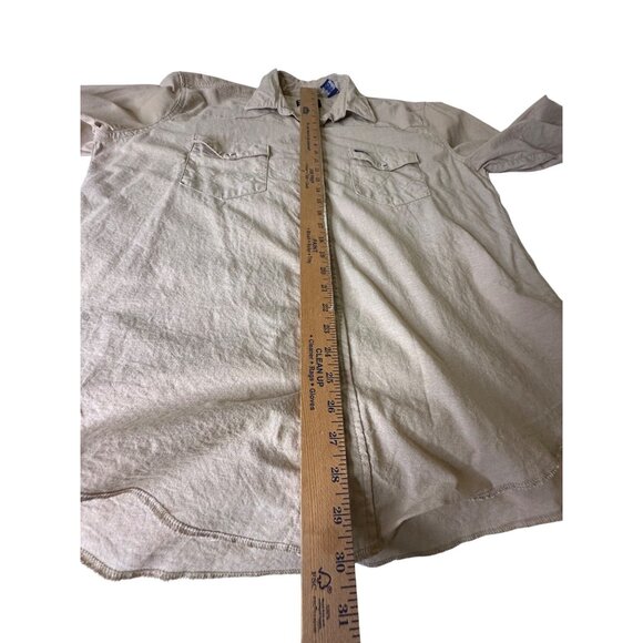 VTG Wrangler Mens XL bottlebrush distressed Pearl Snap Button-Up Shirt  chore - Picture 5 of 16